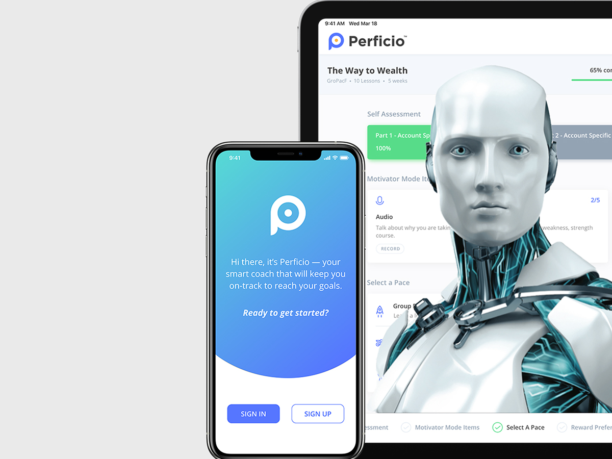 Image of Perficio’s self-help app.